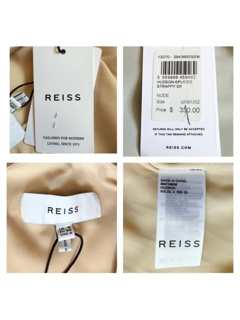 New! Reiss Hudson Asymmetric Colorblock Slip Midi Slip Dress in Multicolor - Picture 11 of 11
